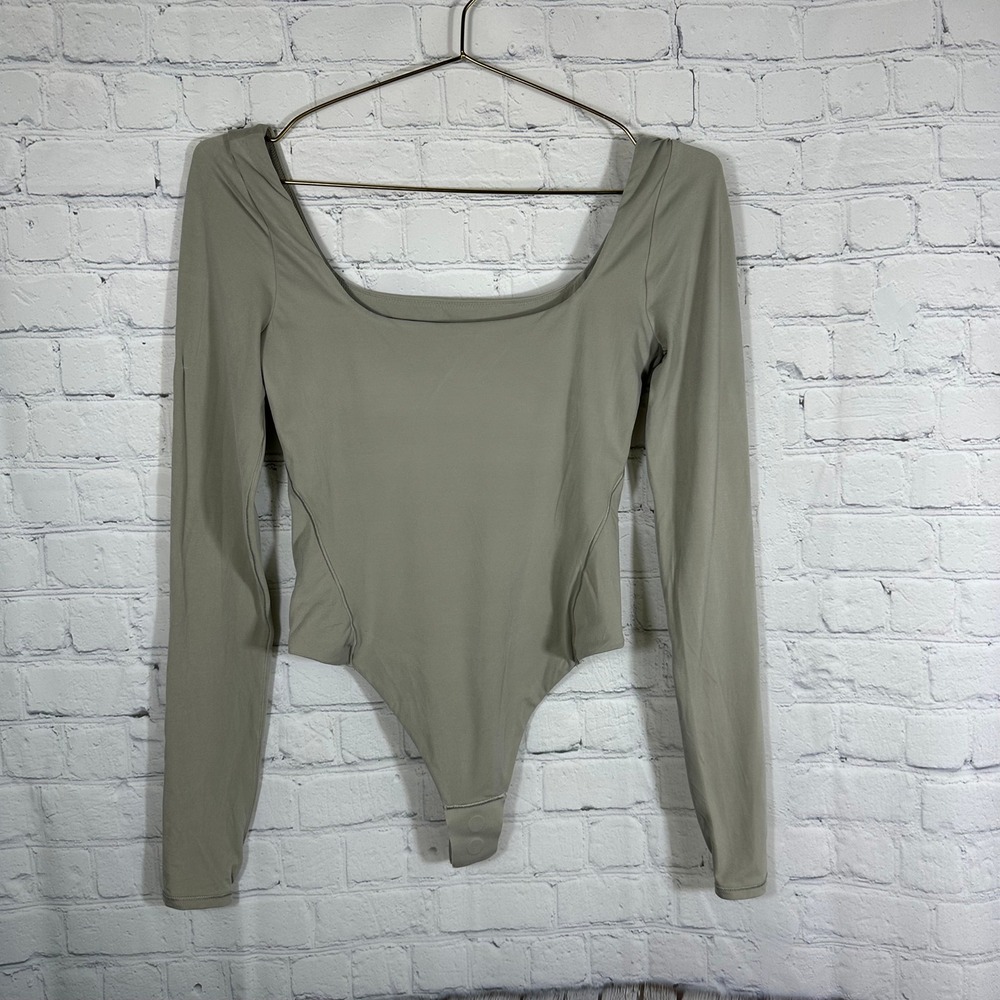 Lululemon Wundermost Ultra Soft Nulu Square Neck Long Sleeve Bodysuit Sage Green